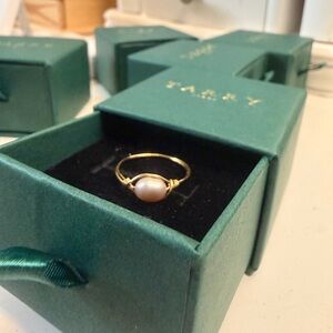 Elegant Gold Wired Freshwater Pearl Ring - Handmade
